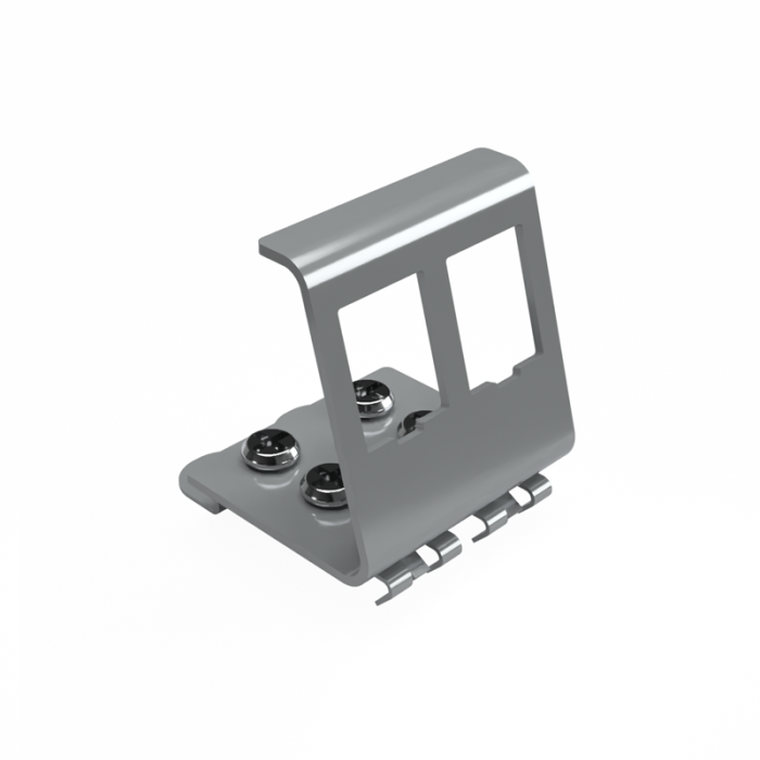 DIN Rail Adapter for Keystone Modules Stainless Steel – 2 Port - Image 1